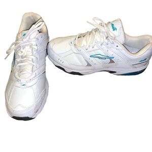 Avia Taylor Womens Blue White Leather Sneakers